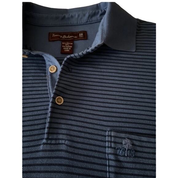 TOMMY BAHAMA 18 Golf Blue Striped Polo sz M - Picture 5 of 7